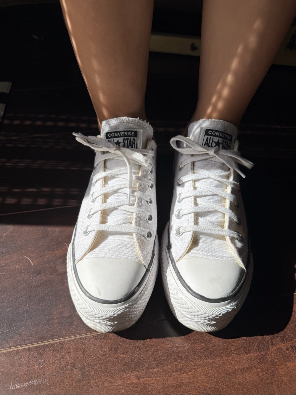 Converse White Low Top Platform Sneakers